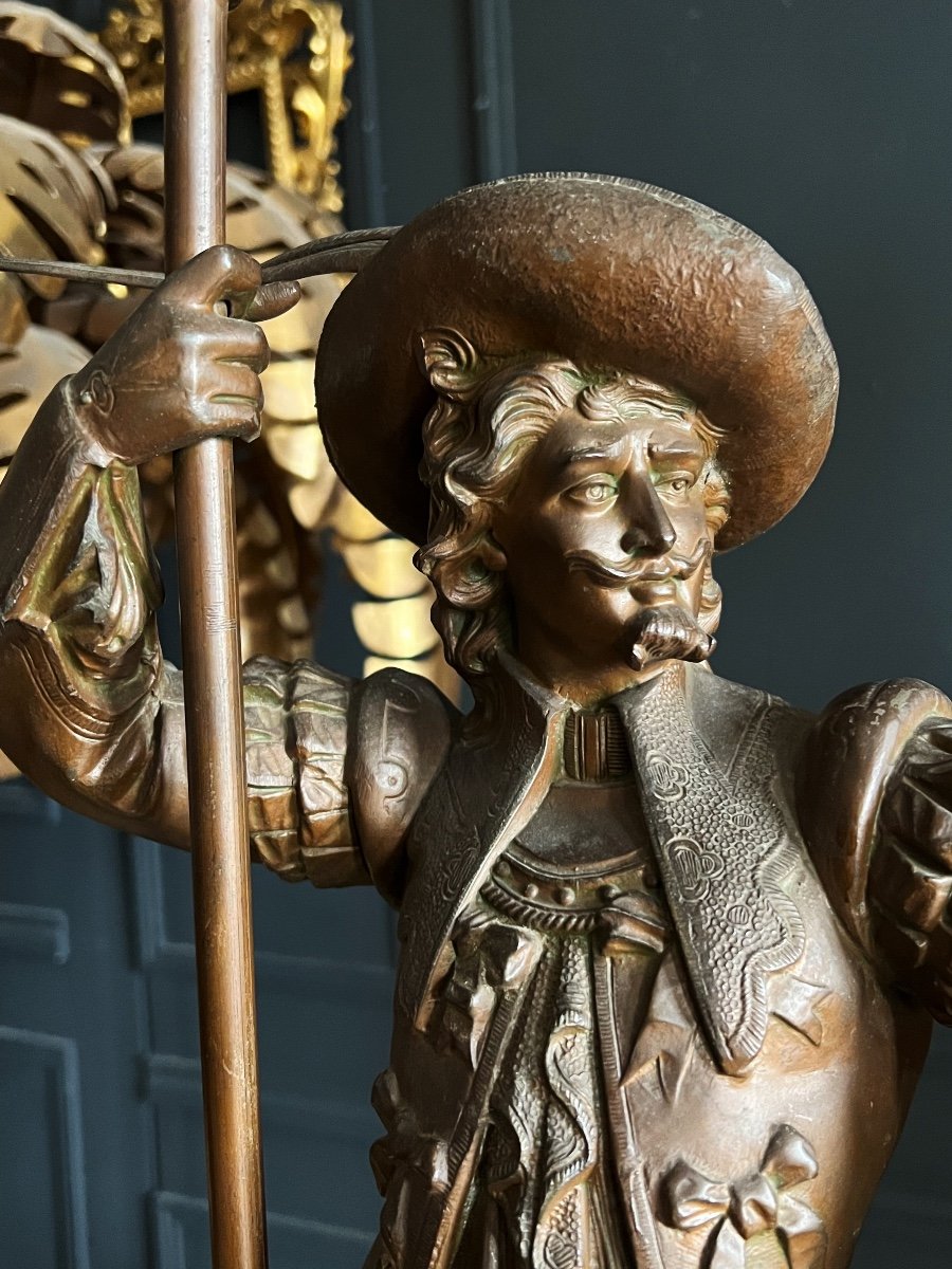 Lampe Du XIXe En Régule À décor d’un Chevalier signé « Lancastre par Poitevin »-photo-2