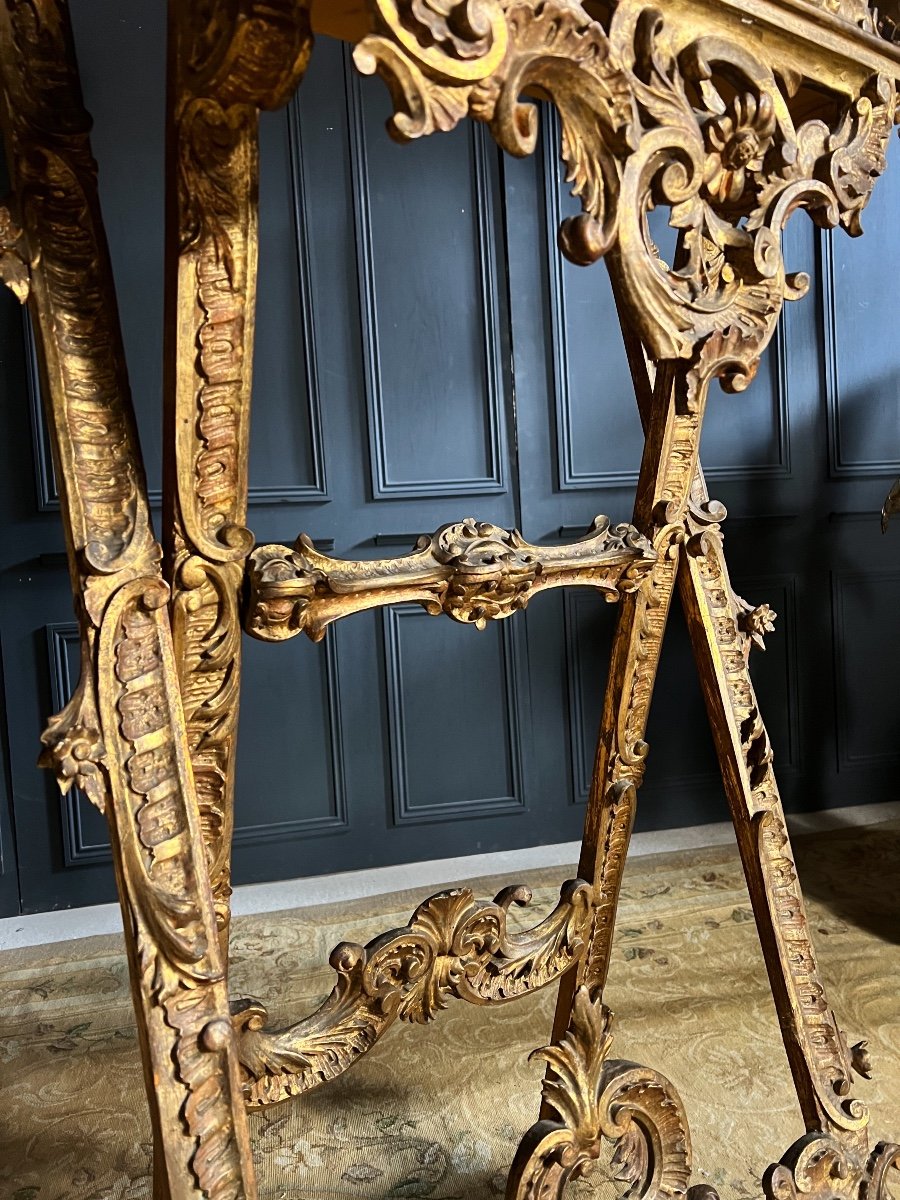 Italian Lectern From The 19th Century In Gilded Wood And Carved In The Taste Of The 18th Century-photo-3