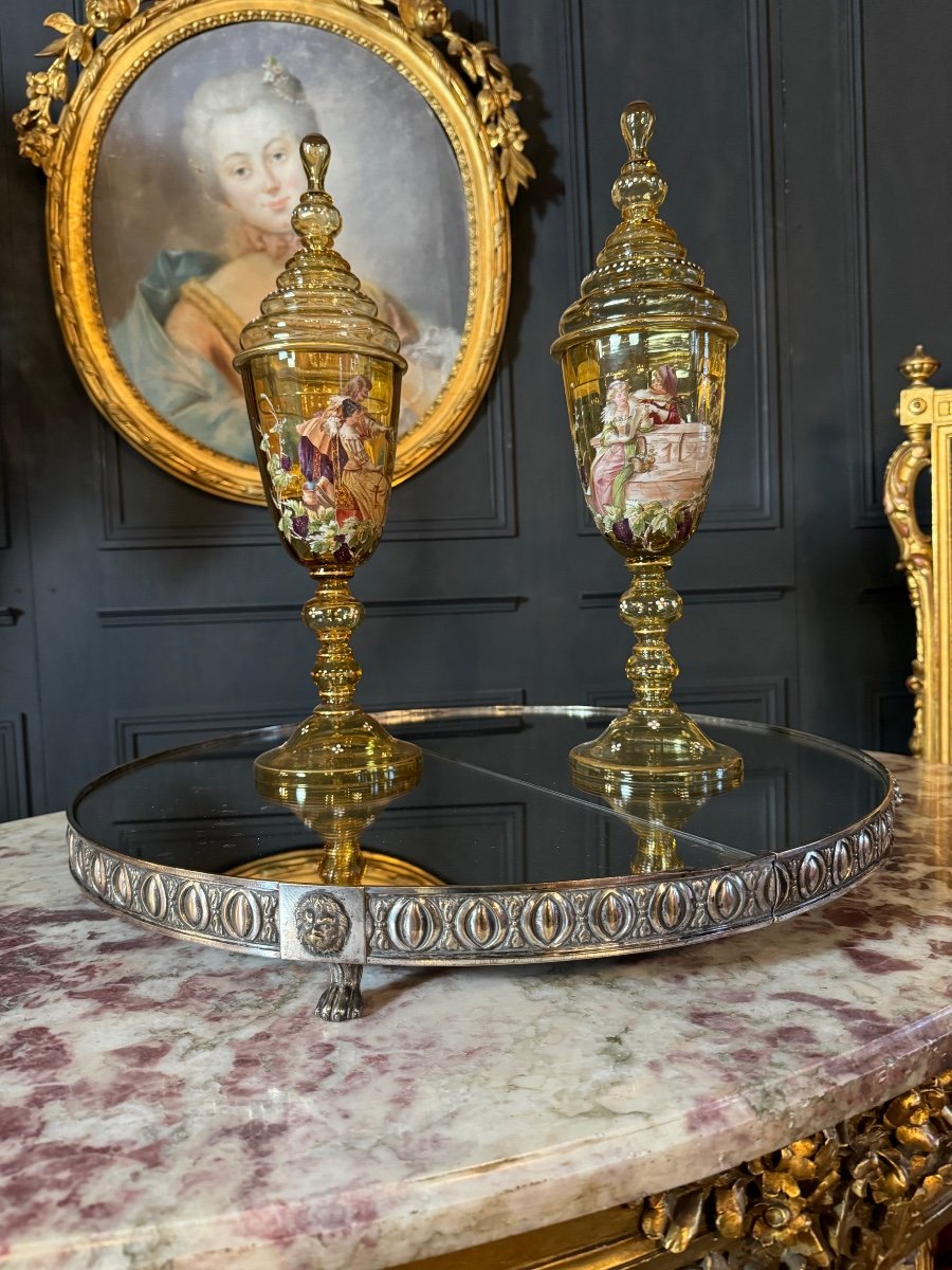 Surtout De Table D’époque Napoléon III En Bronze Argenté De Style Empire-photo-4
