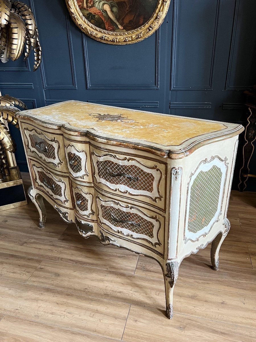 Commode Italienne En Bois Patiné De Style Louis XV-photo-1