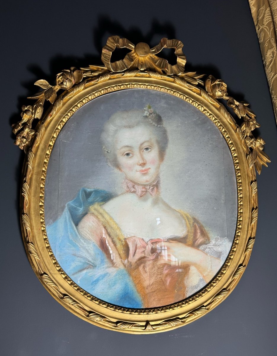 Pastel D’époque Louis XVI Attribué à Fredou Représentant le portrait d’une femme - XVIIIe-photo-4