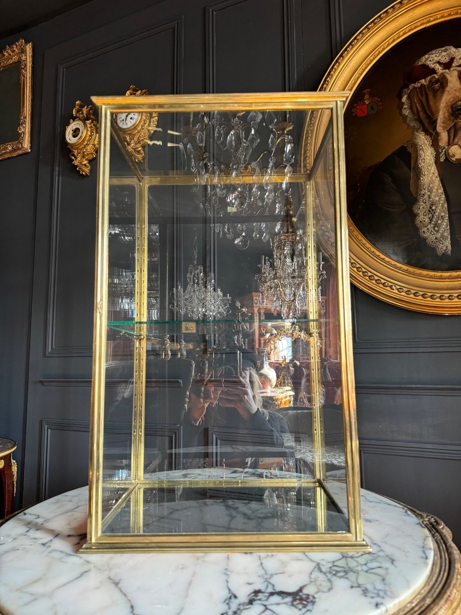 Shop Window In Brass And Glass In The Taste Of Siegel - 20th Century-photo-3