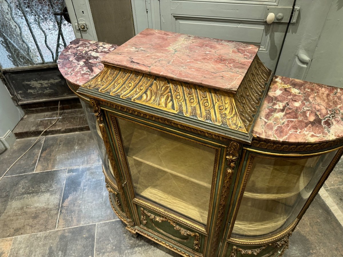 19th Century Showcase In Painted And Gilded Wood In Louis XVI Style -photo-8