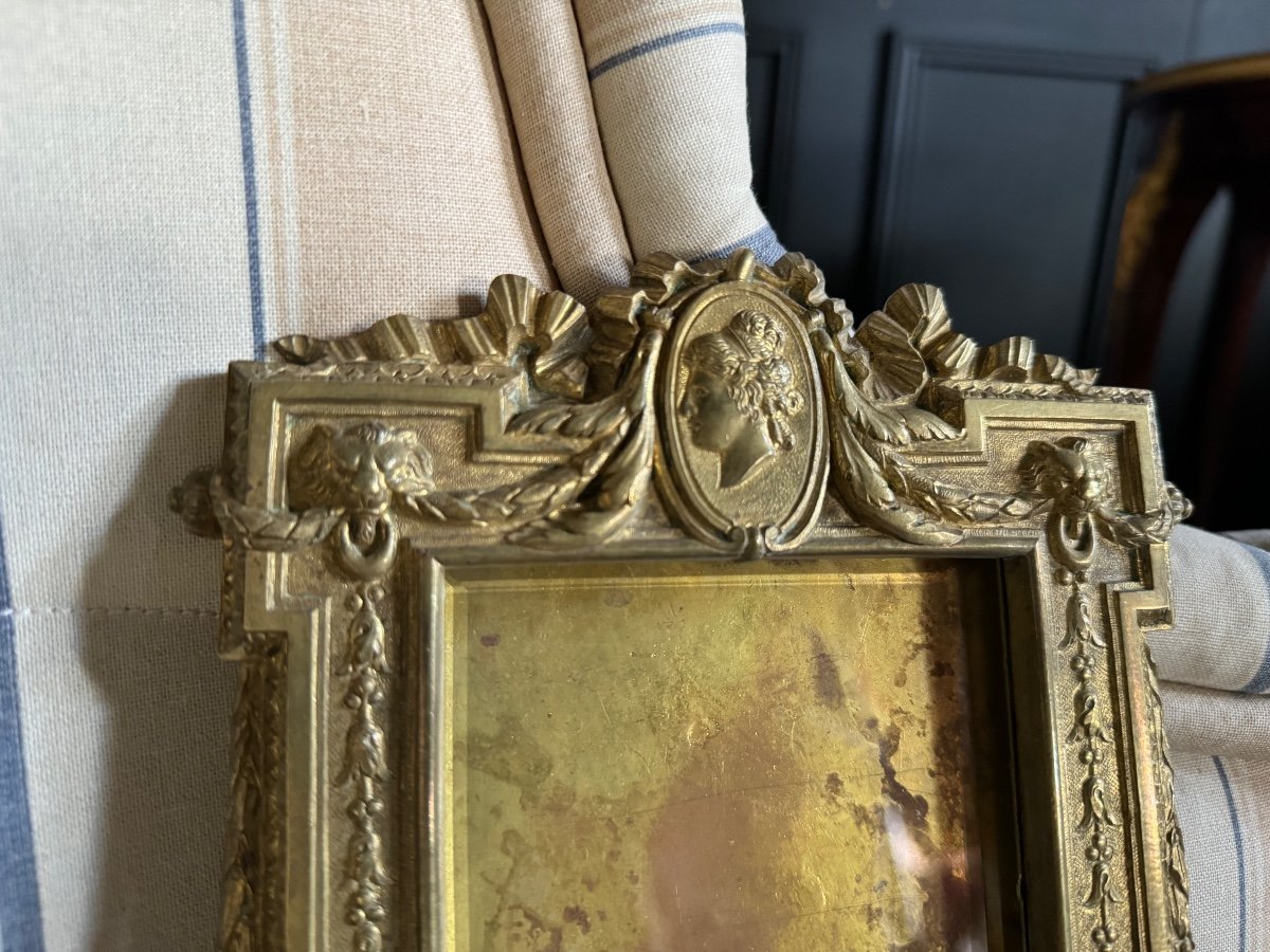 Pair Of Gilt And Chiseled Bronze Frames Decorated With Louis XVI Style Medallions-photo-4