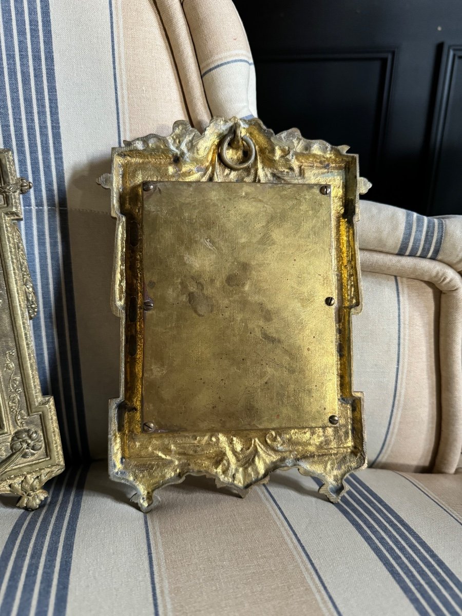 Pair Of Gilt And Chiseled Bronze Frames Decorated With Louis XVI Style Medallions-photo-4