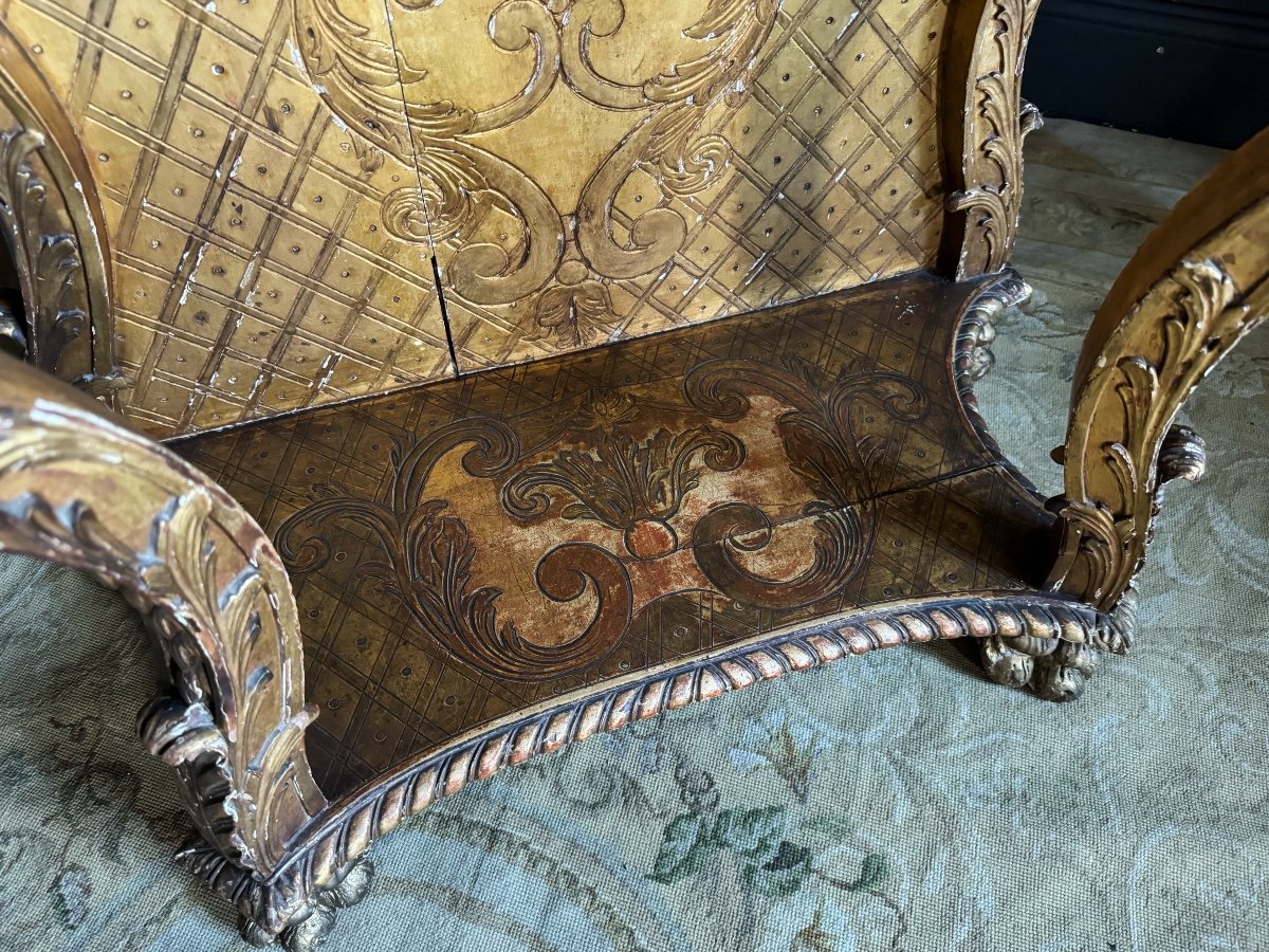 Maison Soubrier: Napoleon III Period Console In Carved And Gilded Wood - 19th Century-photo-6