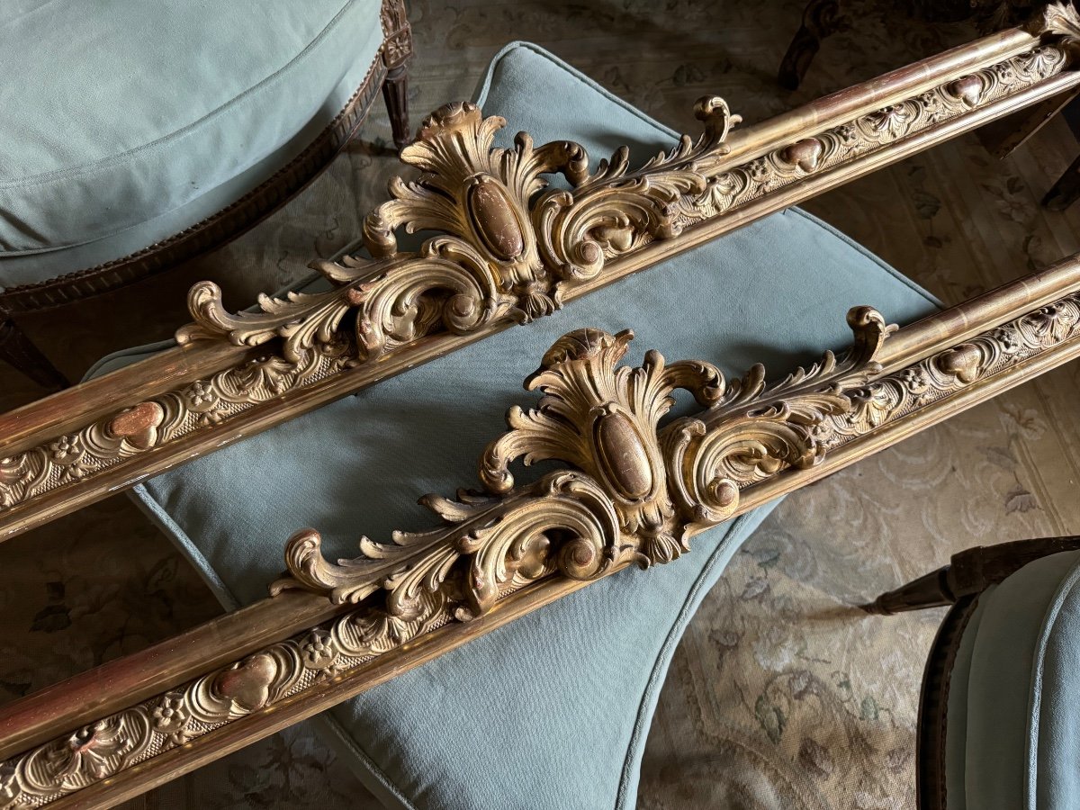 Paire De Cantonnières D’époque Napoléon III En Bois Doré De Style Louis XV -photo-2