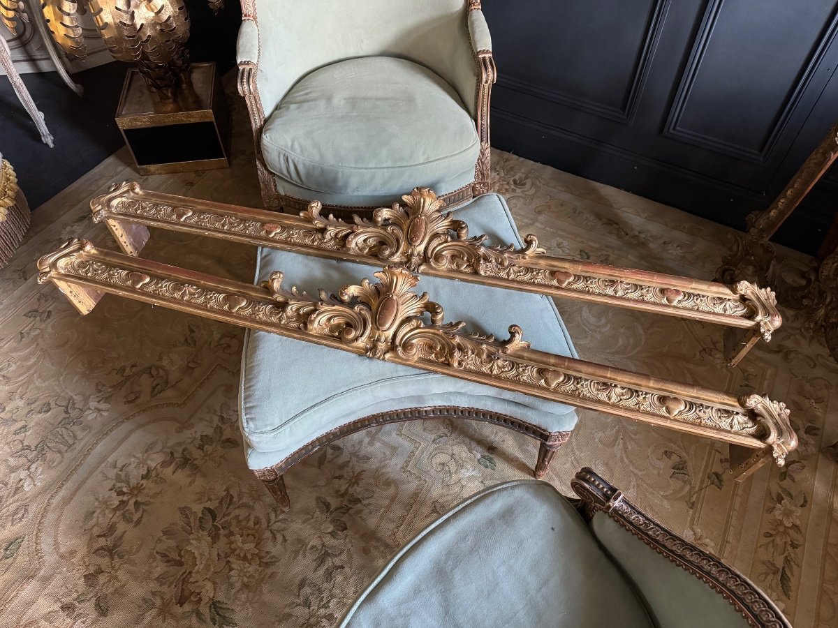 Paire De Cantonnières D’époque Napoléon III En Bois Doré De Style Louis XV -photo-3