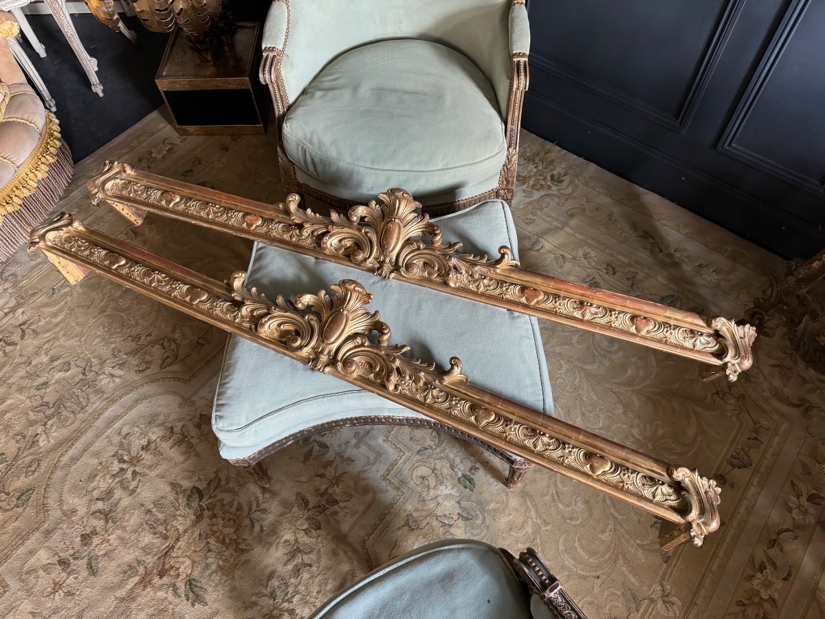 Paire De Cantonnières D’époque Napoléon III En Bois Doré De Style Louis XV -photo-4