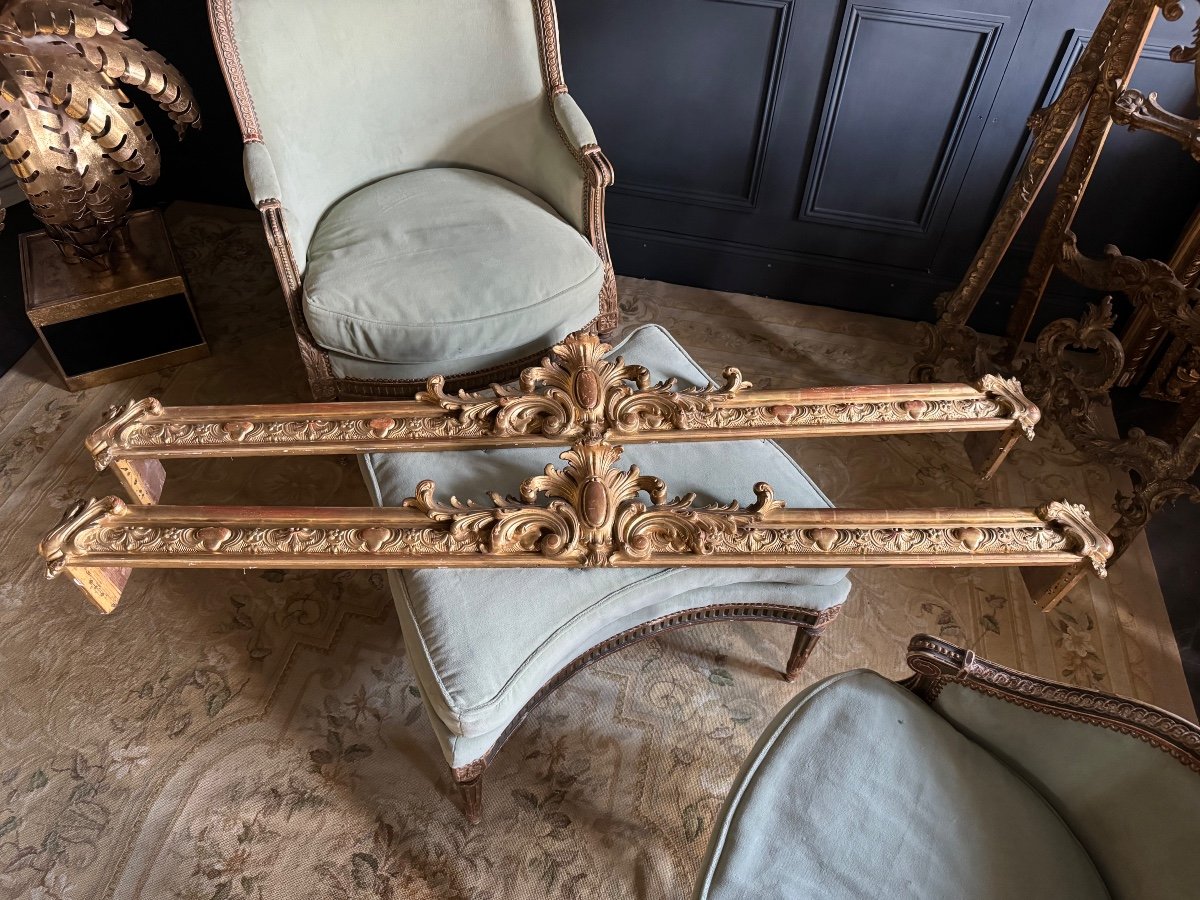 Paire De Cantonnières D’époque Napoléon III En Bois Doré De Style Louis XV -photo-1