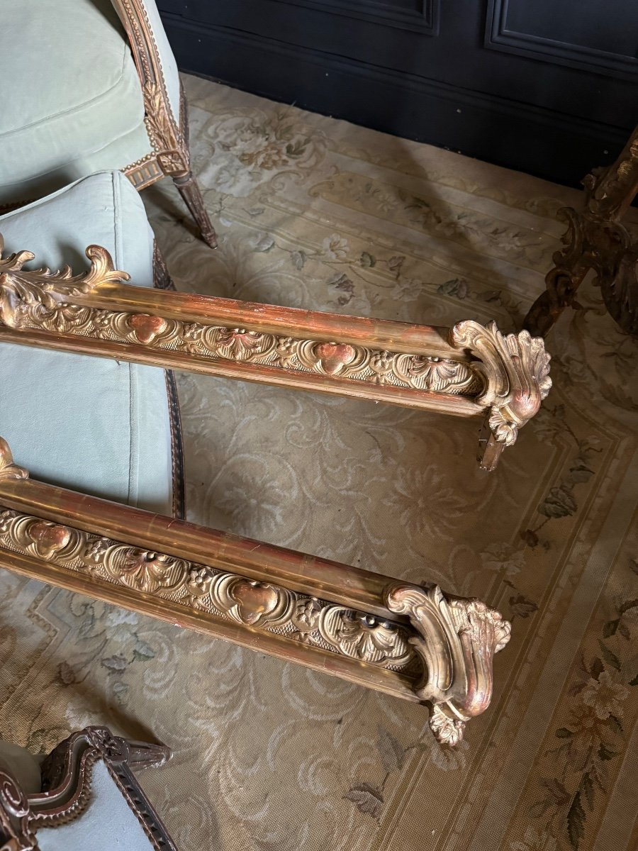 Paire De Cantonnières D’époque Napoléon III En Bois Doré De Style Louis XV -photo-4