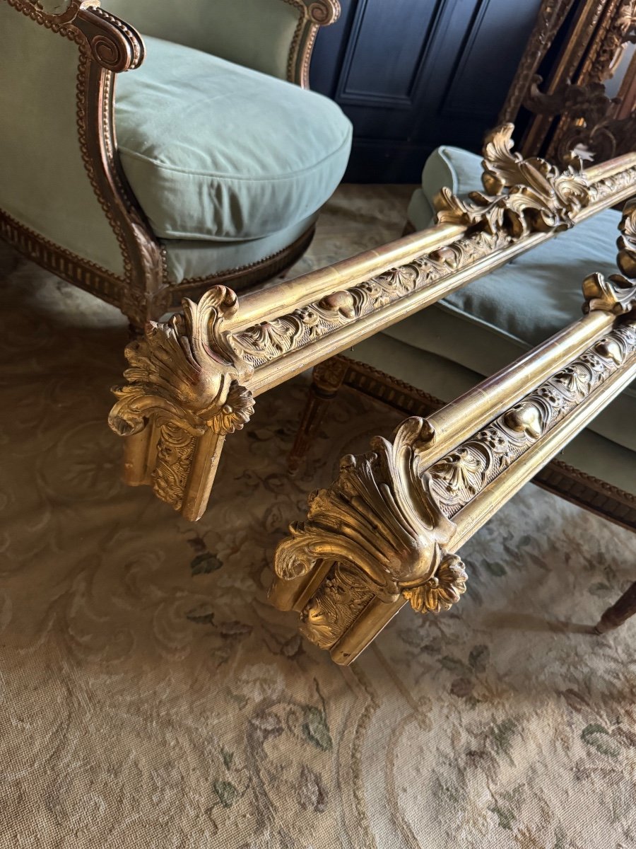 Paire De Cantonnières D’époque Napoléon III En Bois Doré De Style Louis XV -photo-5