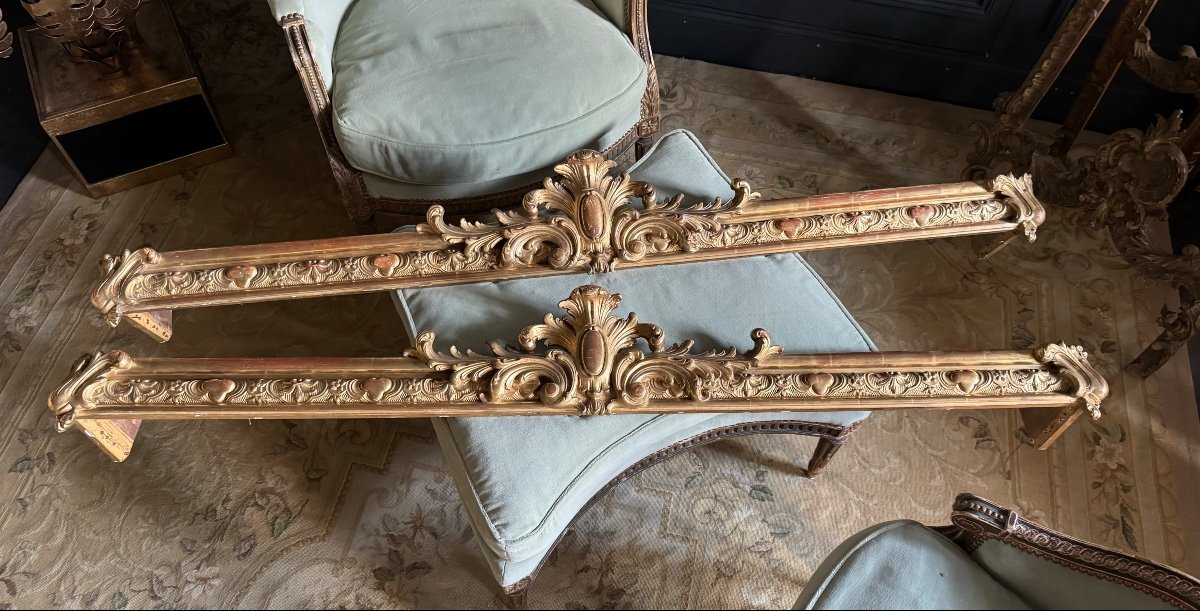 Paire De Cantonnières D’époque Napoléon III En Bois Doré De Style Louis XV -photo-8