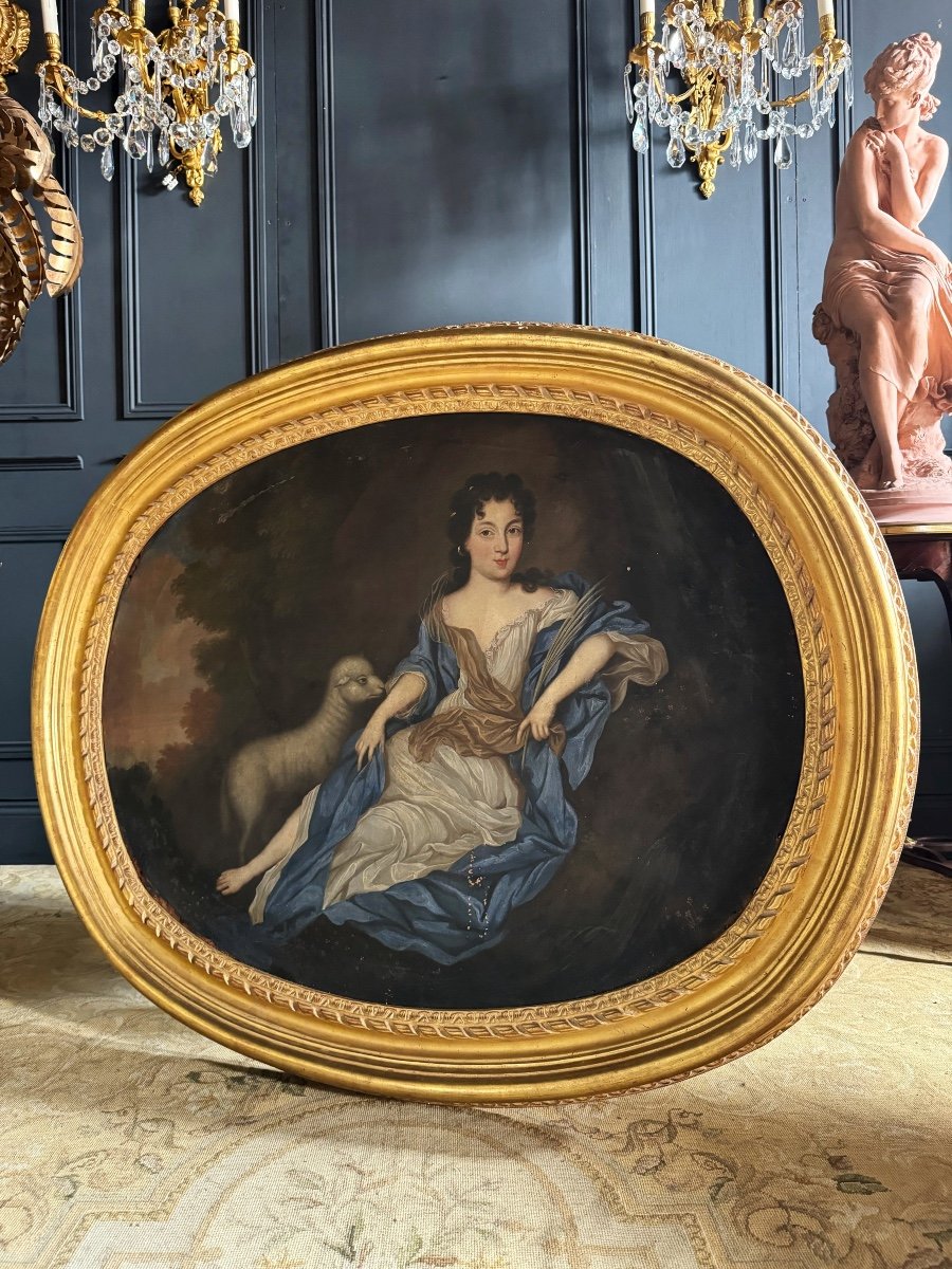 Portrait Du XVIIIe Dans Son Cadre D’origine  - Huile Sur Toile 