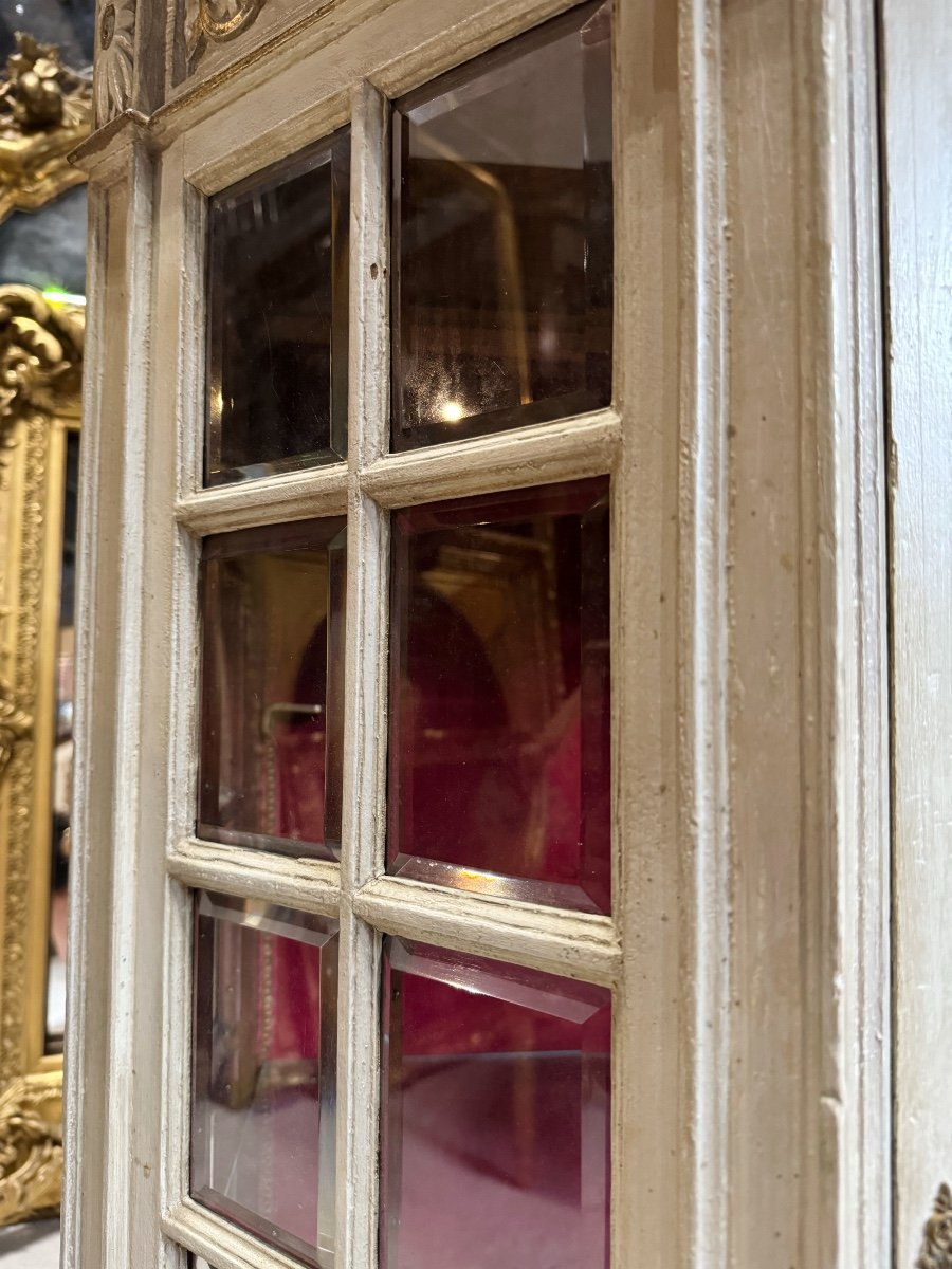 Vitrine D’époque Napoléon III En Bois Peint à Carreaux Biseautés De Style Louis XVI-photo-7