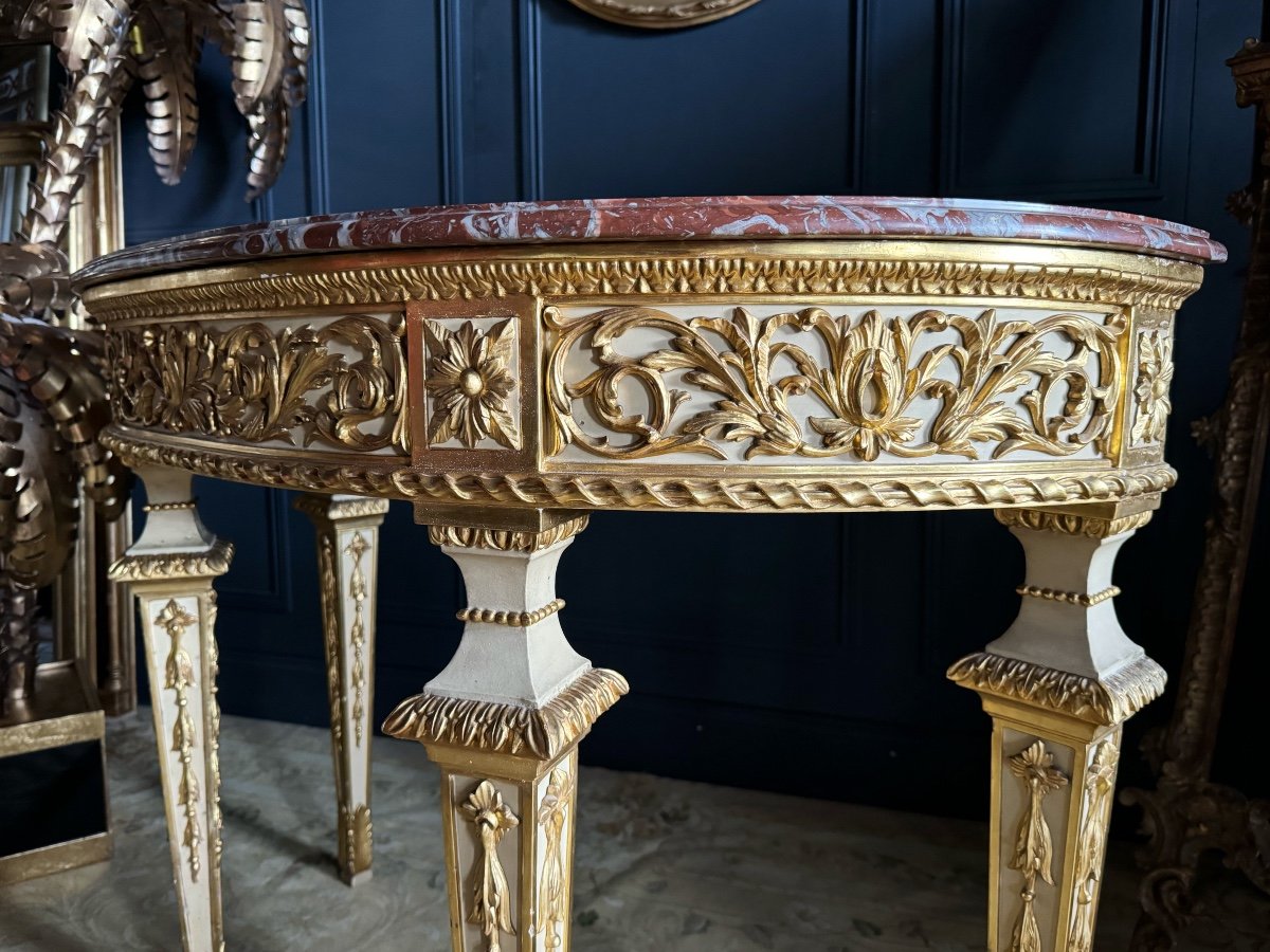 Console De La Fin Du XIXe En Bois Doré Et Peint De Style Louis XVI-photo-4