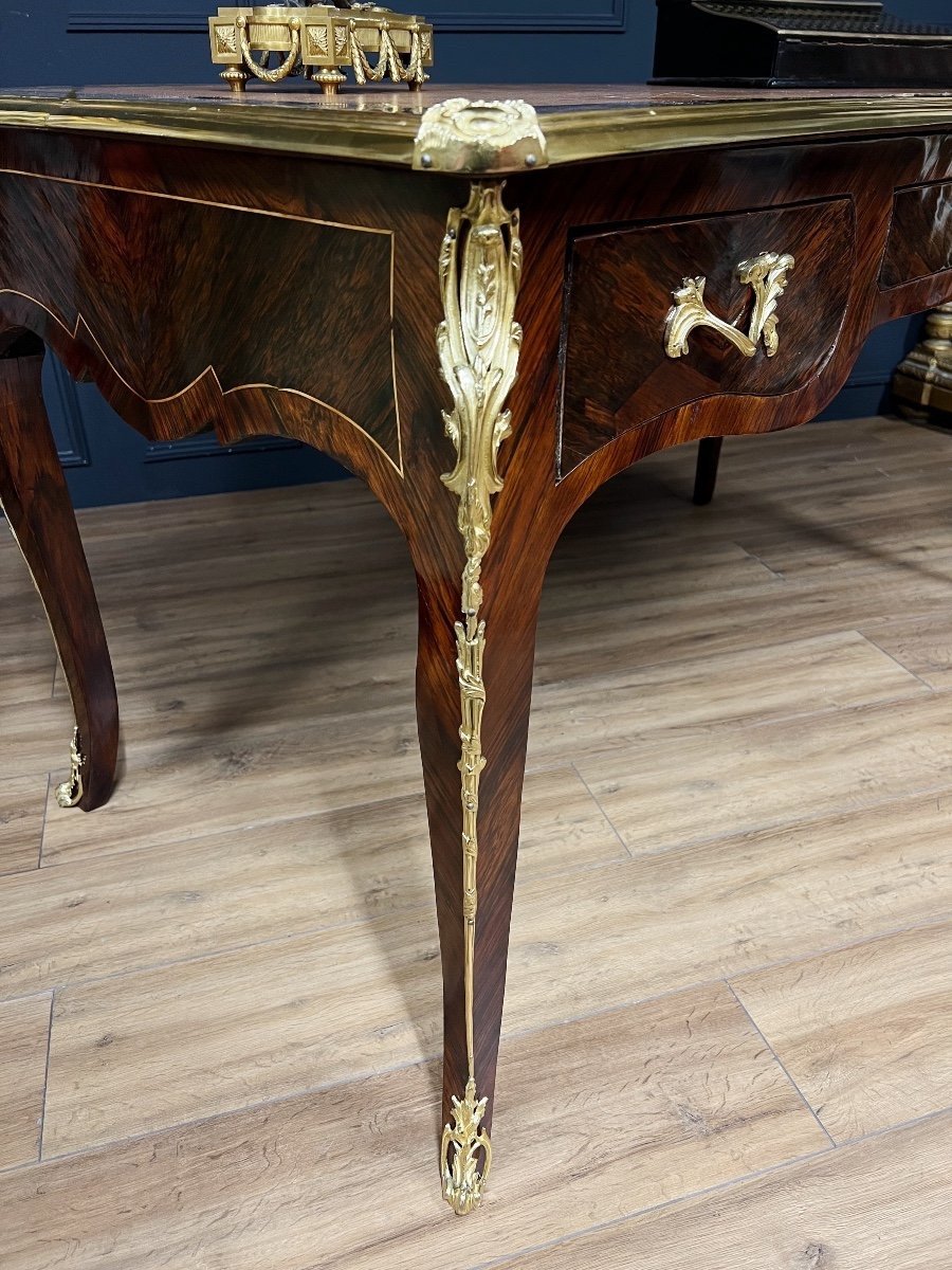 Bureau D’époque Napoléon III En Marqueterie Et Bronzes Dorés De Style Louis XV-photo-2