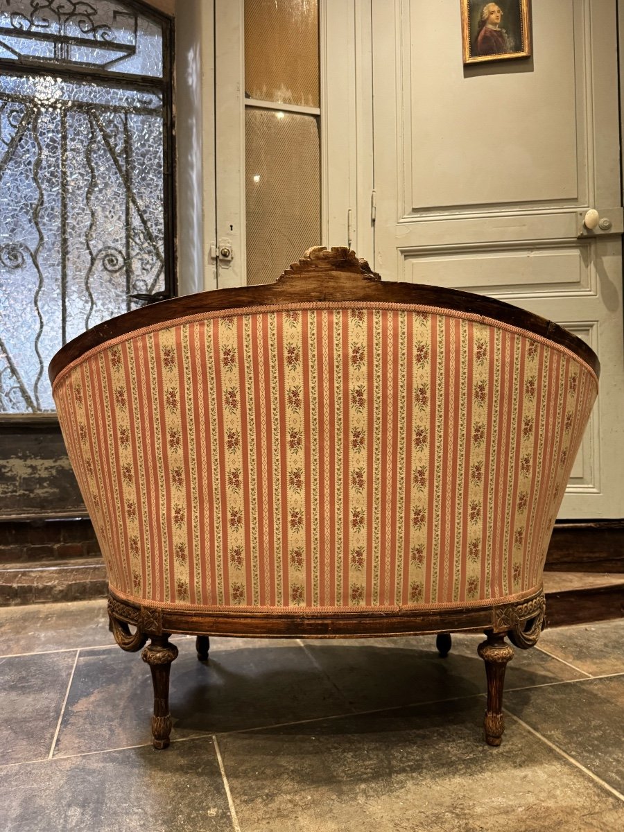 Small Sofa / Marquise From The Napoleon III Period In Waxed Wood In Louis XVI Style-photo-5