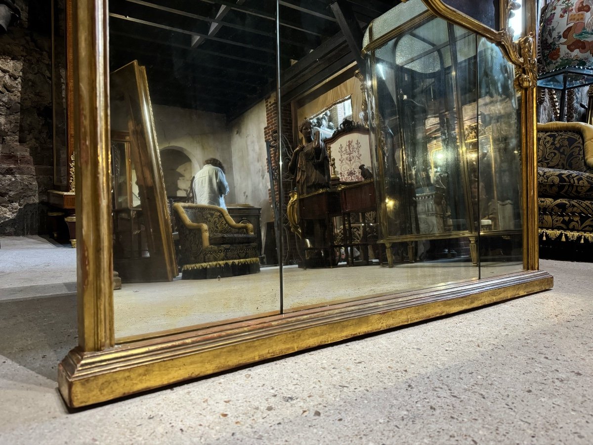 Napoleon III Period Trumeau Mirror In Gilded Wood - 19th Century -photo-3