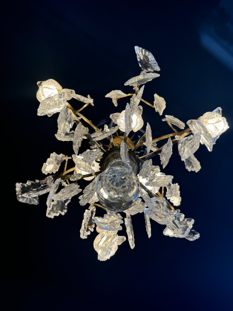 19th Century Cage Chandelier In Crystal And Gilded Bronze (good Quality) -photo-4