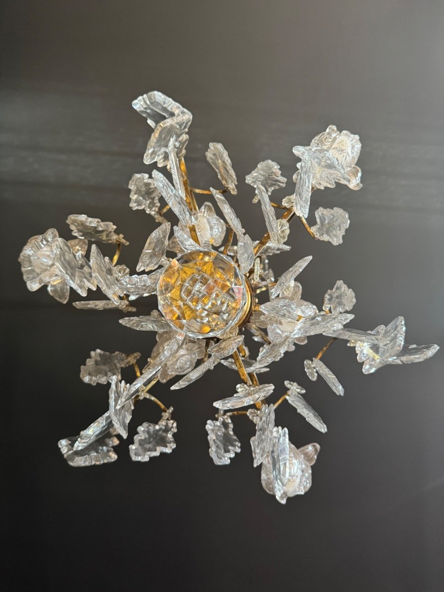 19th Century Cage Chandelier In Crystal And Gilded Bronze (good Quality) -photo-5