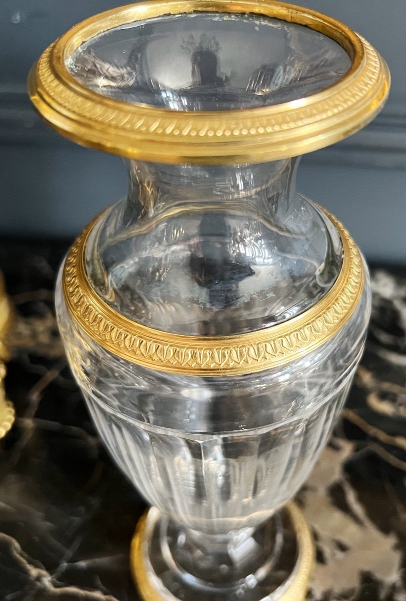 Bointaburet : Paire De Vases Du XIXe En Cristal De Baccarat De Style Restauration-photo-6