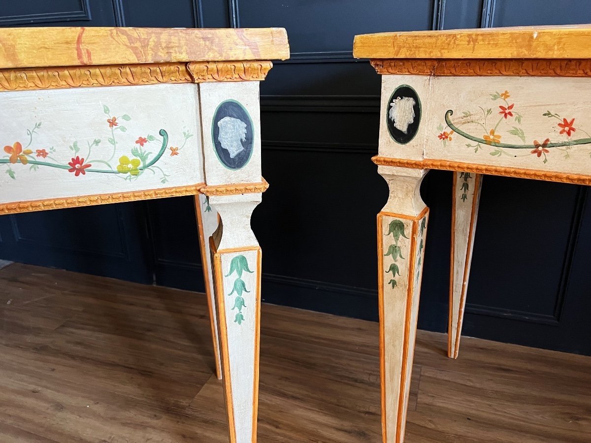 Pair Of Italian Painted Wood Consoles-photo-5