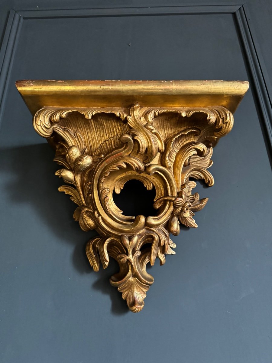 Late 19th Century Gilded And Carved Wood Wall Console -photo-2