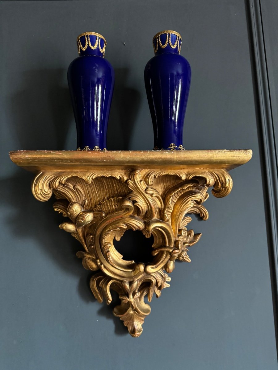 Late 19th Century Gilded And Carved Wood Wall Console -photo-4