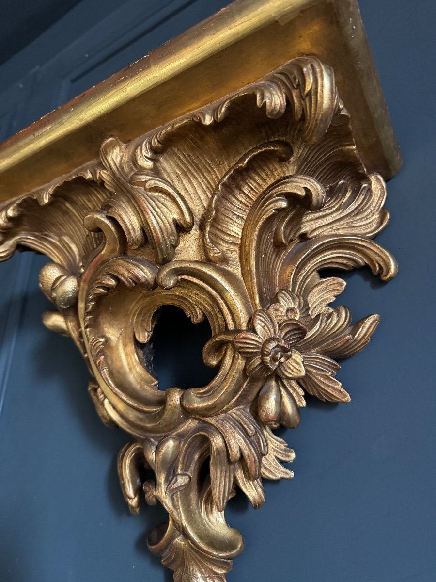 Late 19th Century Gilded And Carved Wood Wall Console -photo-1