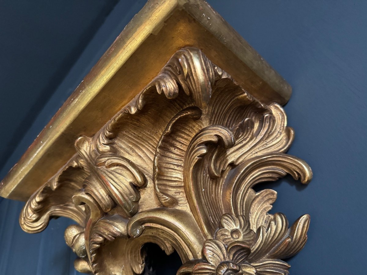 Late 19th Century Gilded And Carved Wood Wall Console -photo-4