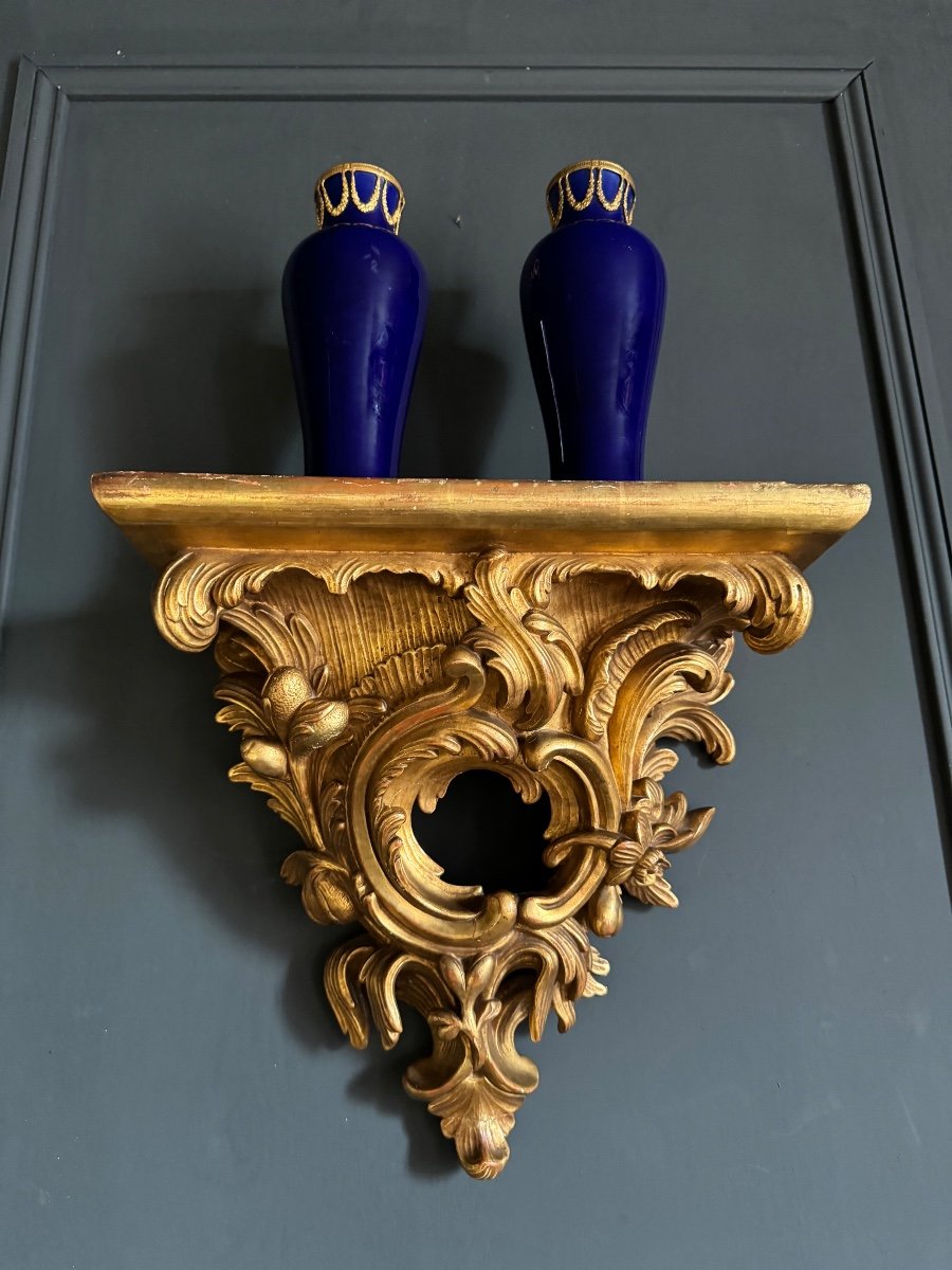 Late 19th Century Gilded And Carved Wood Wall Console 