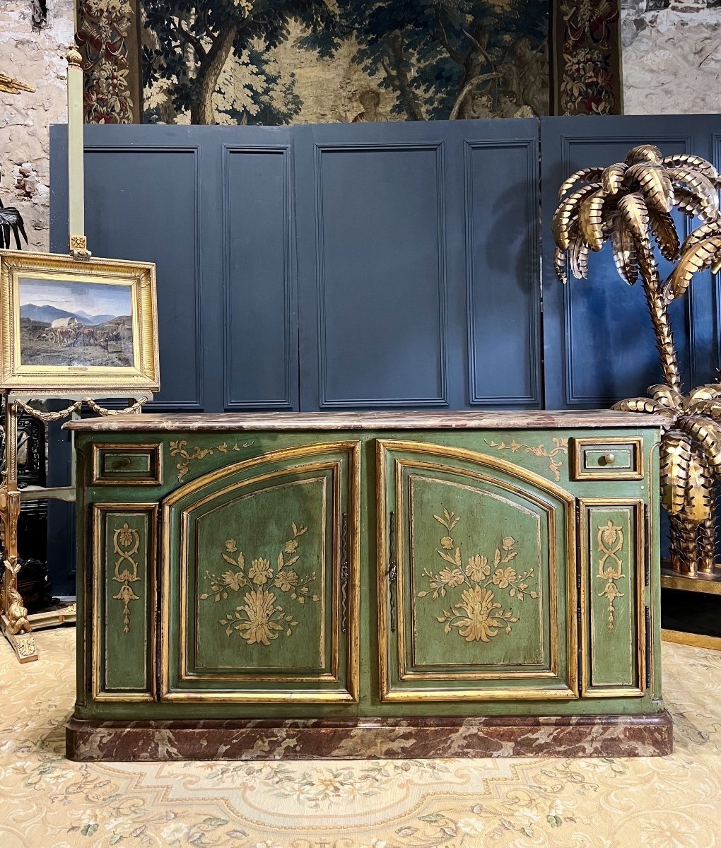 Buffet De Chasse De Style Louis XIV à Double évolution En Bois Peint-photo-2