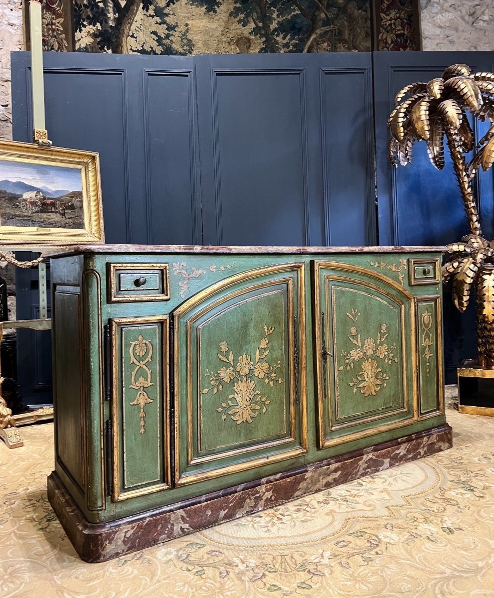 Louis XIV Style Double Evolution Hunting Buffet In Painted Wood-photo-3