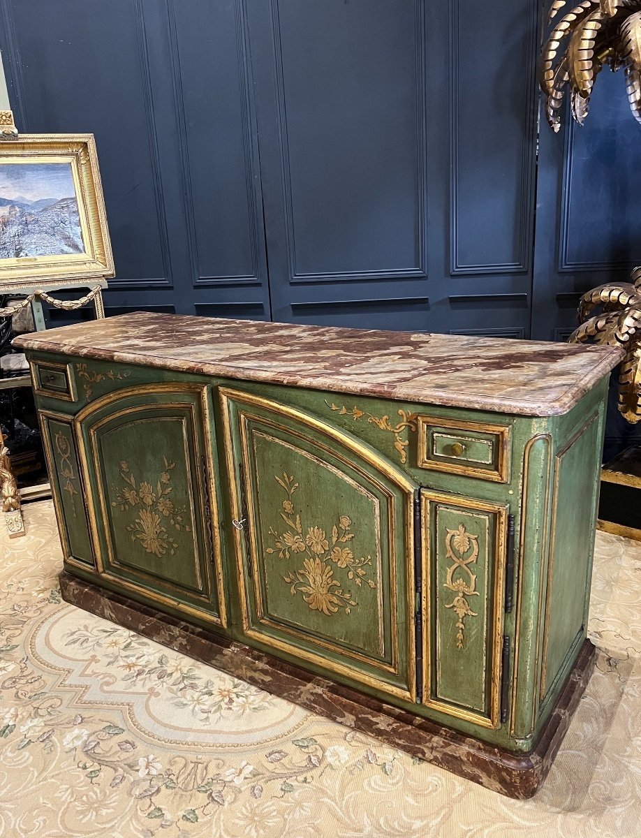 Louis XIV Style Double Evolution Hunting Buffet In Painted Wood-photo-4