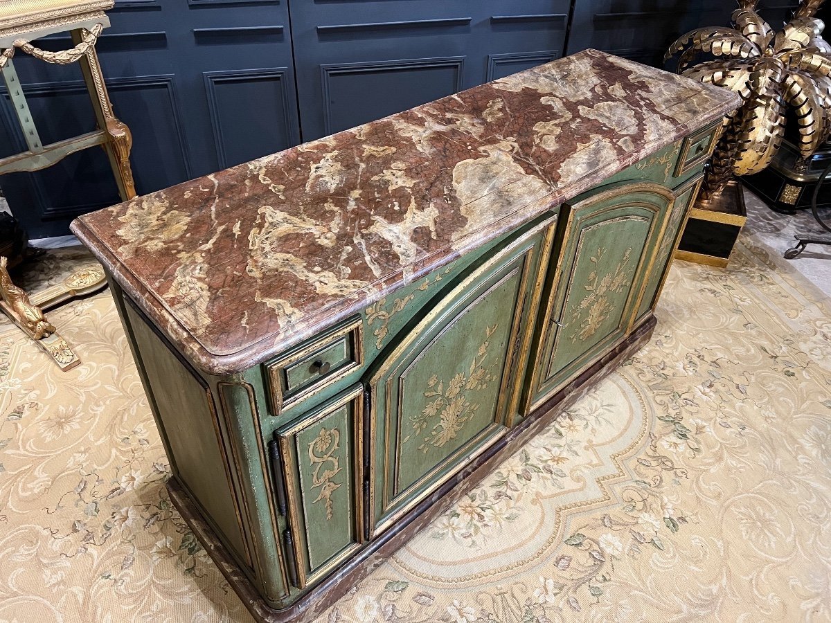 Louis XIV Style Double Evolution Hunting Buffet In Painted Wood-photo-1