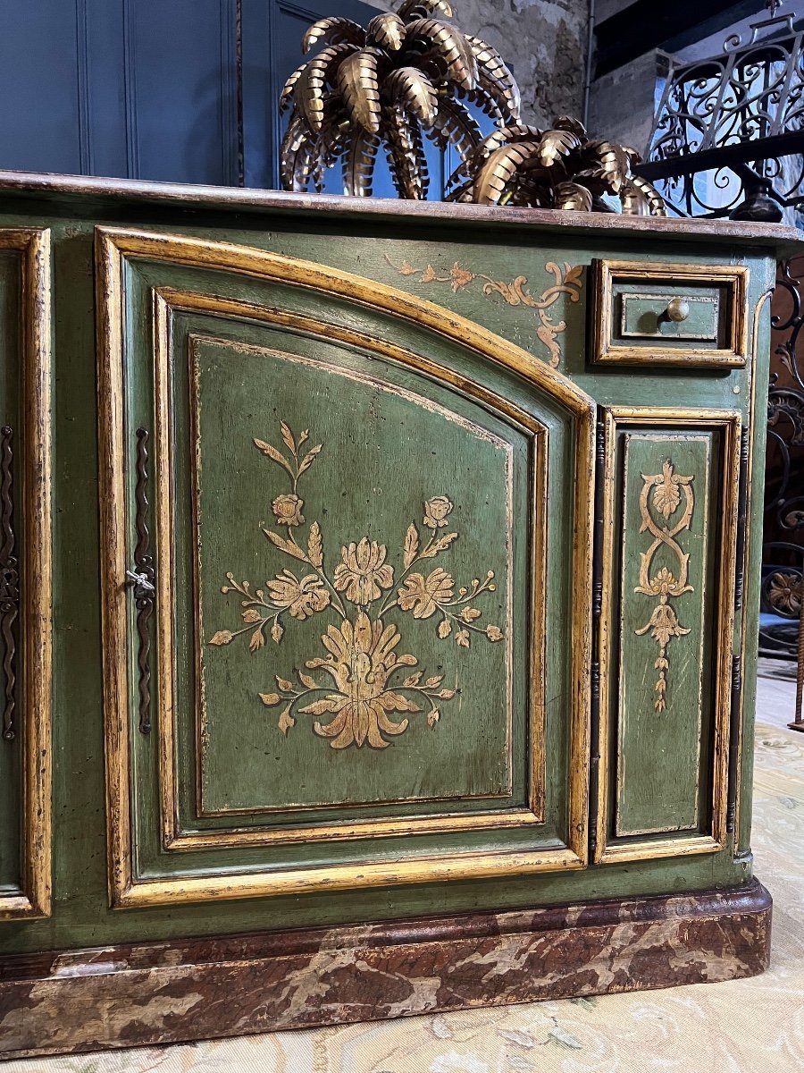 Louis XIV Style Double Evolution Hunting Buffet In Painted Wood-photo-3