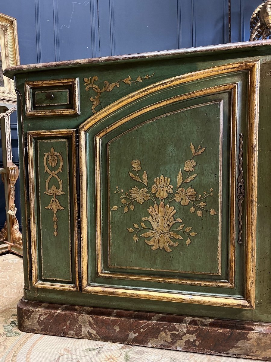 Buffet De Chasse De Style Louis XIV à Double évolution En Bois Peint-photo-4