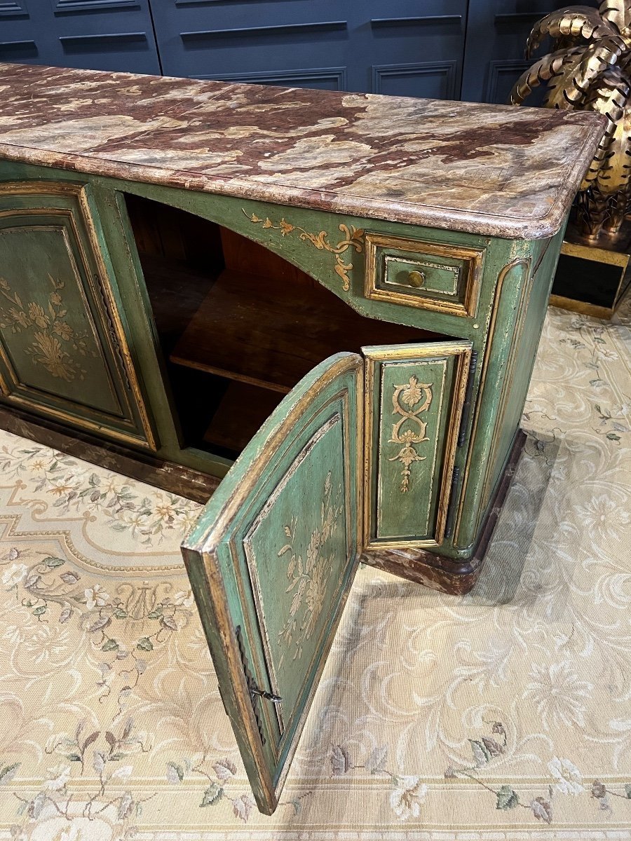 Louis XIV Style Double Evolution Hunting Buffet In Painted Wood-photo-5