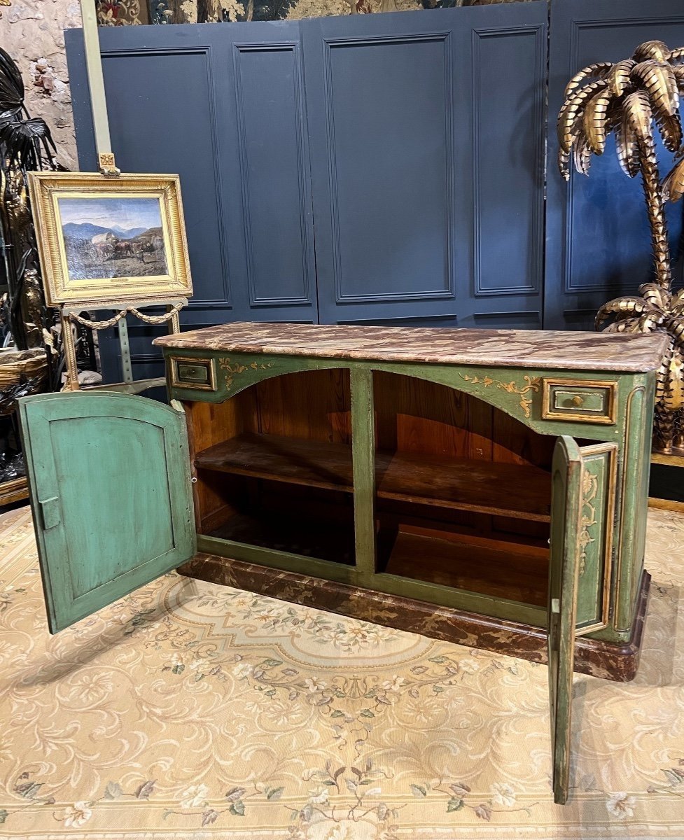 Buffet De Chasse De Style Louis XIV à Double évolution En Bois Peint-photo-6