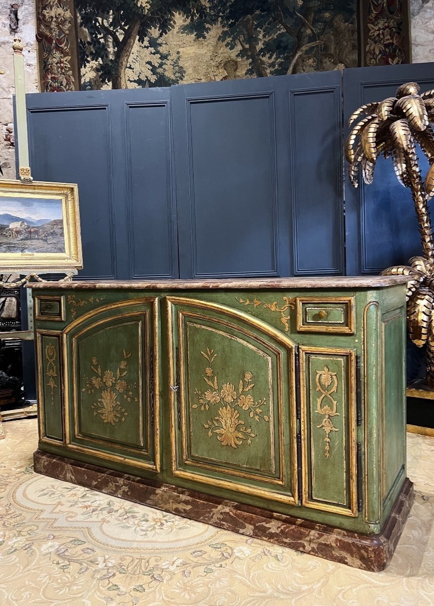 Louis XIV Style Double Evolution Hunting Buffet In Painted Wood