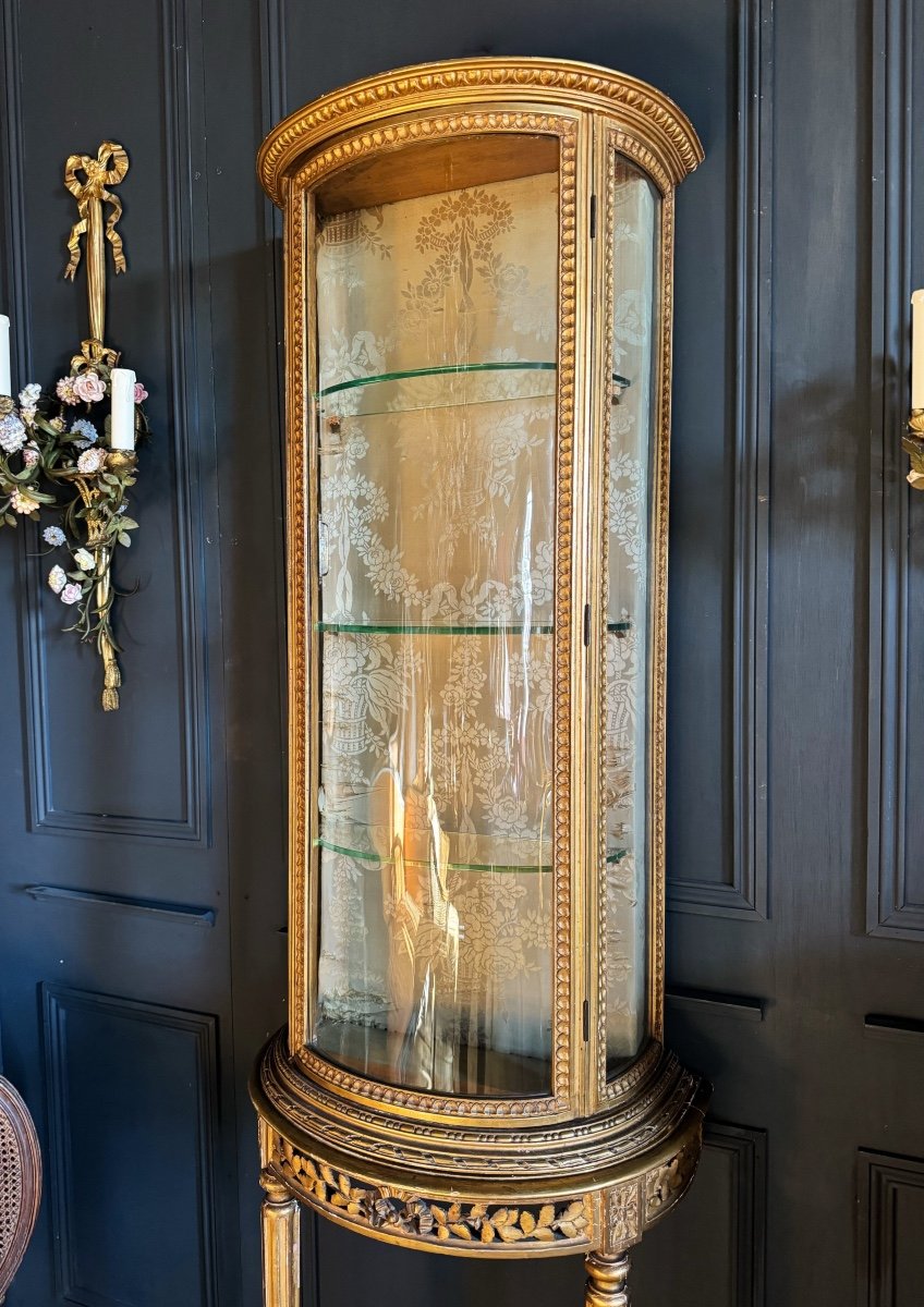 Vitrine Avec Sa Console De La Fin Du XIXe En Bois Doré De Style Louis XVI-photo-1