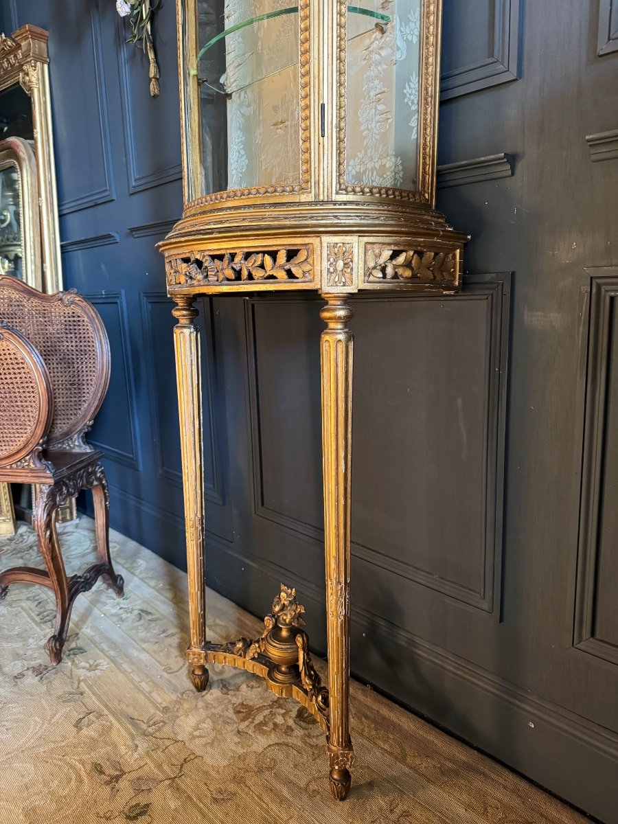 Vitrine Avec Sa Console De La Fin Du XIXe En Bois Doré De Style Louis XVI-photo-2