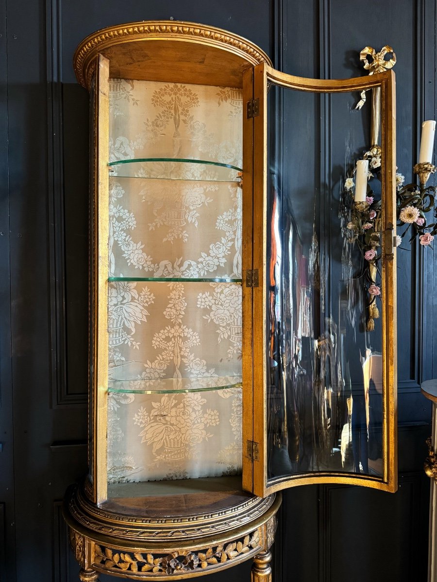 Vitrine Avec Sa Console De La Fin Du XIXe En Bois Doré De Style Louis XVI-photo-5