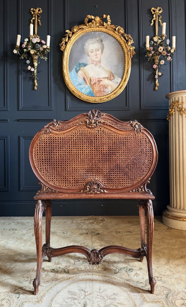 Magazine Rack Called “goat” From The End Of The 19th Century In Wood And Cane -photo-2