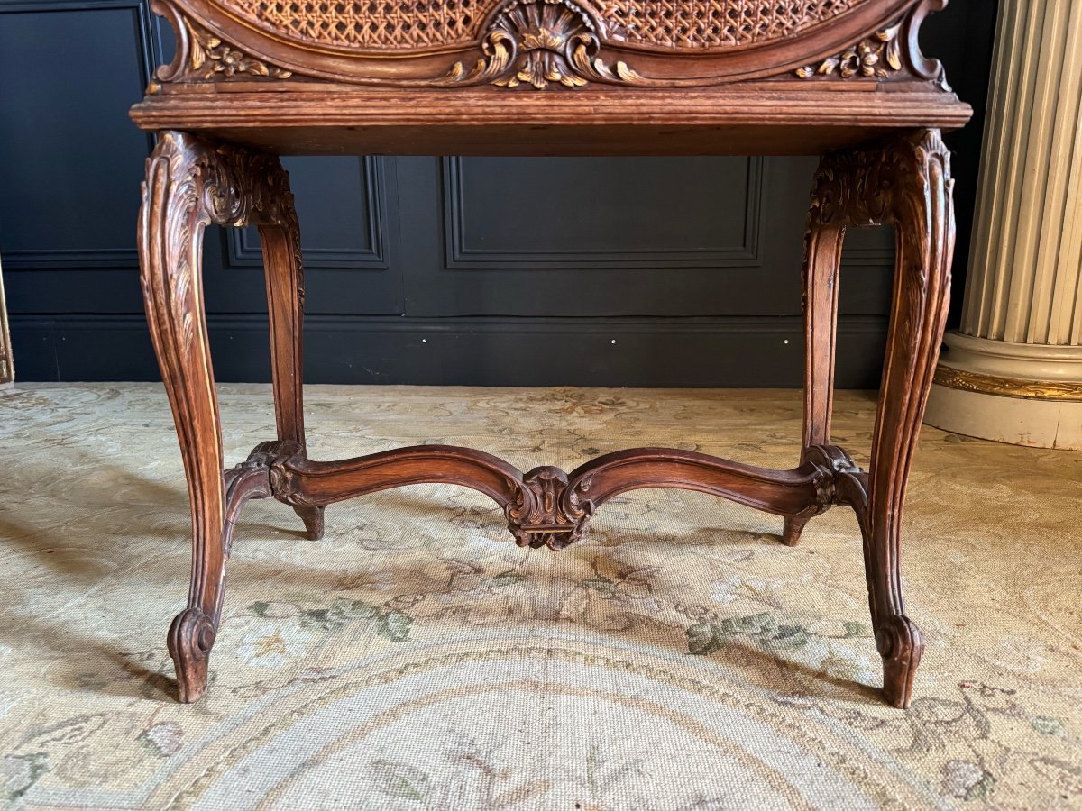 Magazine Rack Called “goat” From The End Of The 19th Century In Wood And Cane -photo-2