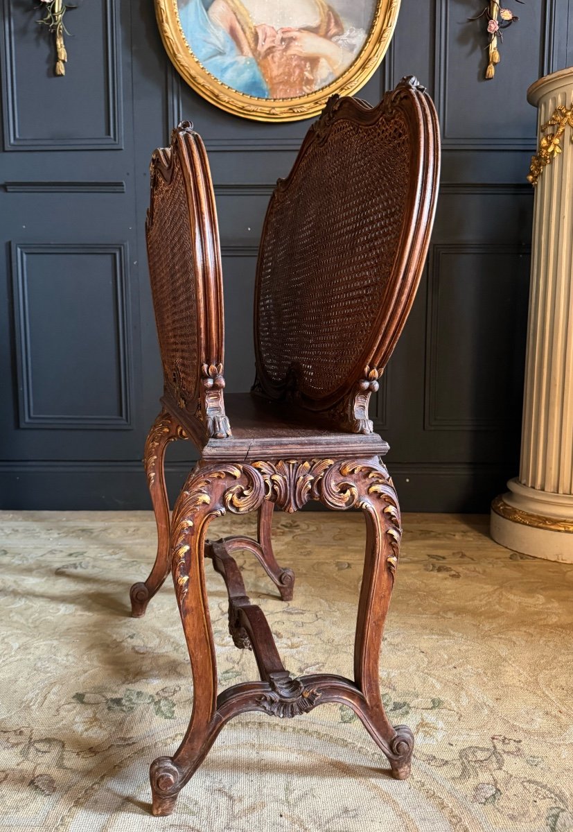 Magazine Rack Called “goat” From The End Of The 19th Century In Wood And Cane -photo-3