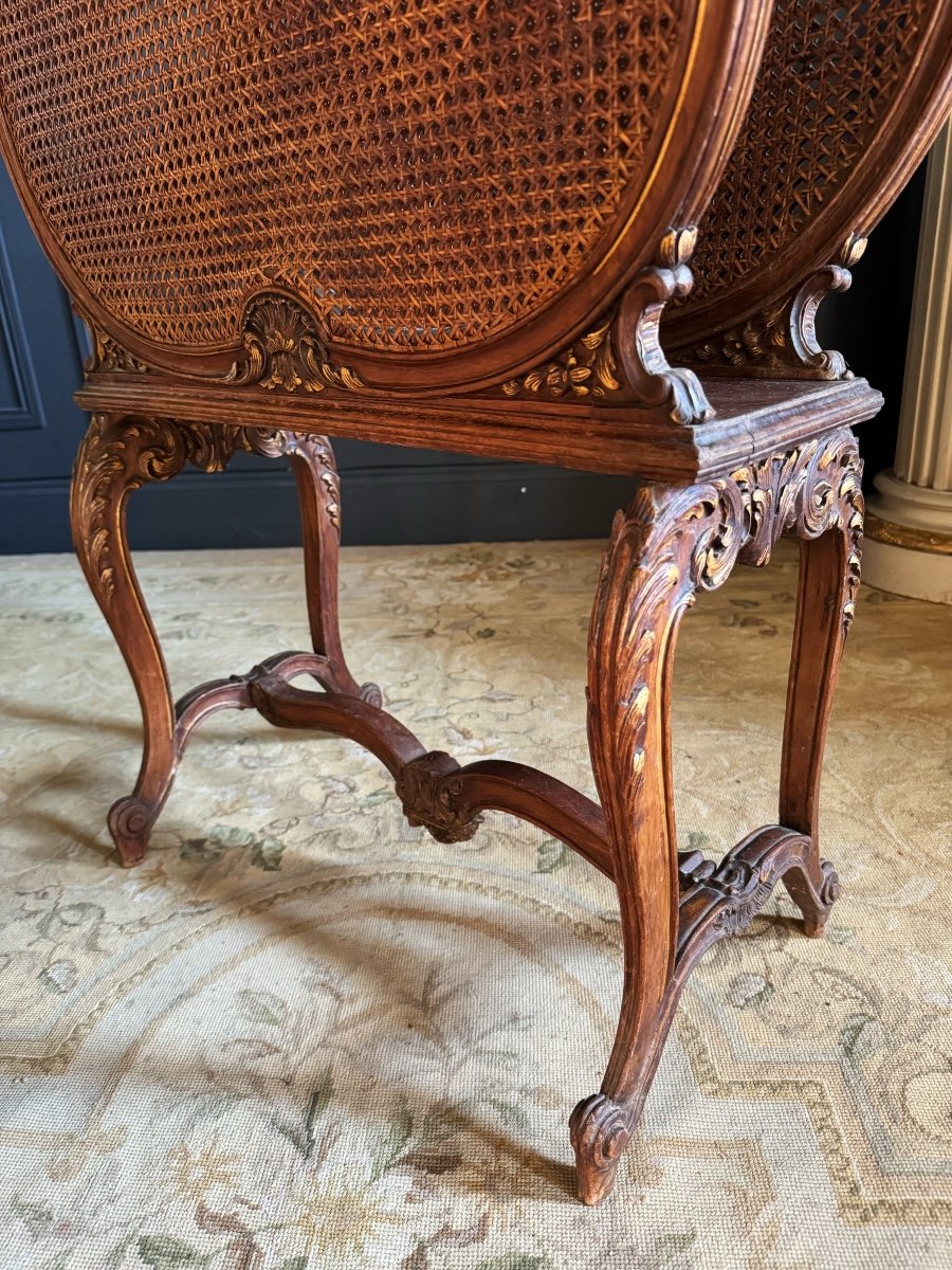 Magazine Rack Called “goat” From The End Of The 19th Century In Wood And Cane -photo-7