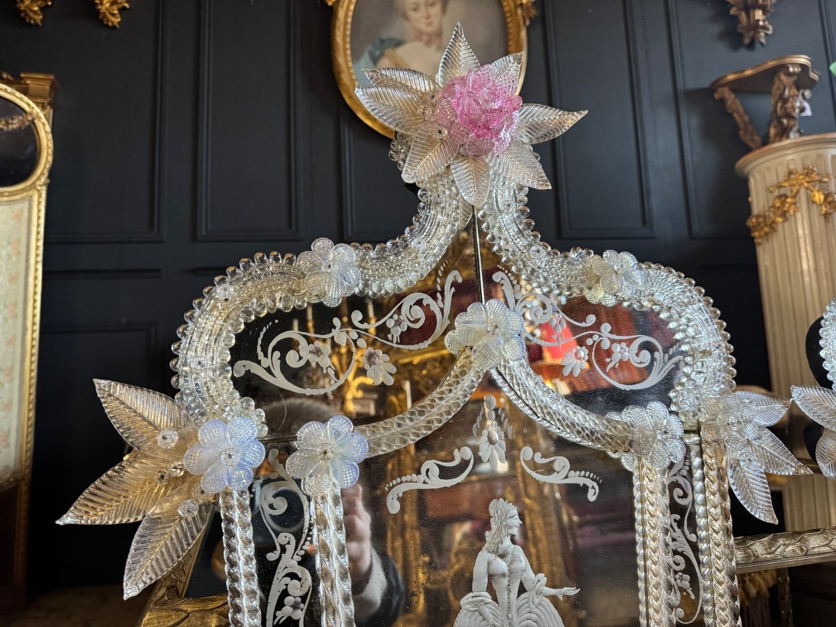 Pair Of Late 19th Century Venetian Murano Glass Mirrors -photo-3