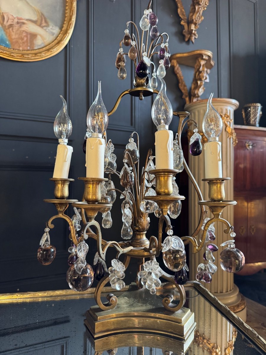 Pair Of Napoleon III Period Girandoles In Gilt Bronze And Crystal - 19th Century -photo-1